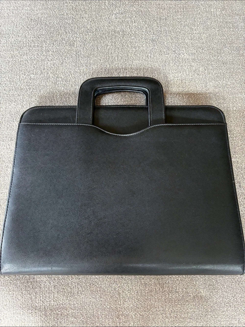 FRANKLIN COVEY DAYTIMER Classic Black Leather Like Briefcase with Handles EUC